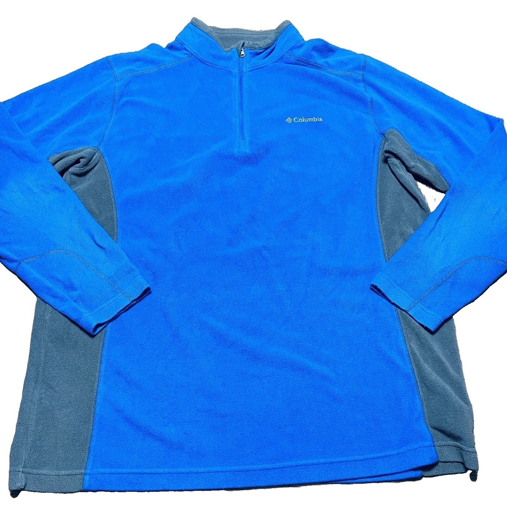 Columbia Mens XL Blue Gray Fleece 1/4 Zip Pullover Jacket Sweater RN 69724